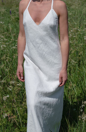 Pure Linen Romance Dress White